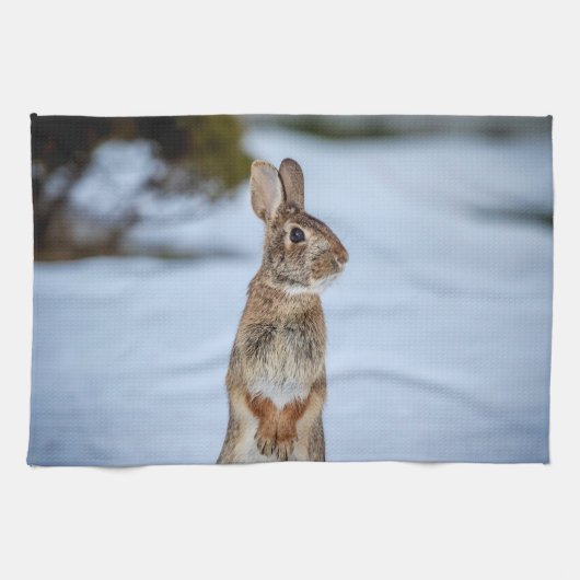 Kaninchen im Schnee Handtuch (Horizontal)