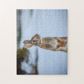 Kaninchen im Schnee Puzzle (Vertikal)
