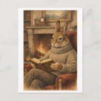 Kaninchen im Vintage-Stil beim Lesen eines Buches