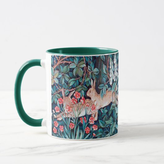Kaninchen im Wald, William Morris, Art Nouveau Tasse (Links)