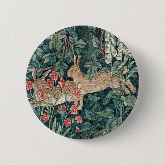 Kaninchen im Wald - William Morris Button (Vorderseite)