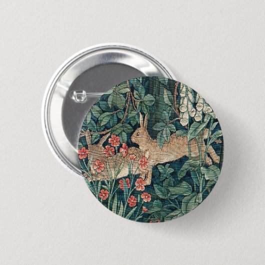 Kaninchen im Wald - William Morris Button (Vorne & Hinten)