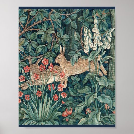 Kaninchen im Wald - William Morris Poster (Vorne)