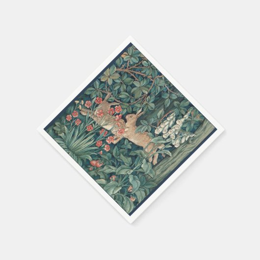 Kaninchen im Wald - William Morris Serviette (Ecke)