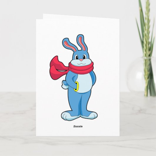Kaninchen im Winter mit Scarf Karte (Rückseite)