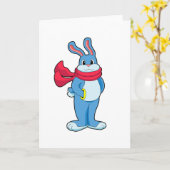 Kaninchen im Winter mit Scarf Karte (Gelbe Blume)