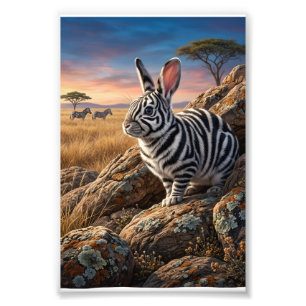 Kaninchen in afrikanischer Savanne Sonnenuntergang Fotodruck