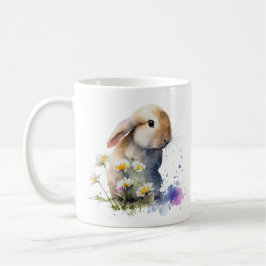 Kaninchen in Aquarellfarben in Blume Kaffeetasse