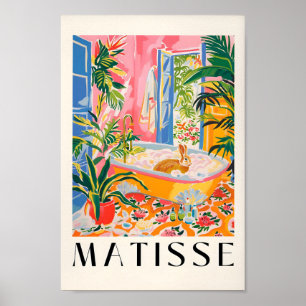 Kaninchen in Badewanne Art Print, Maximalistische  Poster