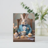 Kaninchen in blauer Krawatte Postkarte (Stehend Vorderseite)