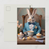 Kaninchen in blauer Krawatte Postkarte (Vorne/Hinten)