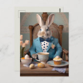 Kaninchen in blauer Krawatte Postkarte (Vorne/Hinten)
