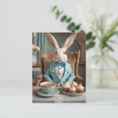 Kaninchen in blauer Krawatte Postkarte (Stehend Vorderseite)