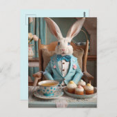 Kaninchen in blauer Krawatte Postkarte (Vorne/Hinten)