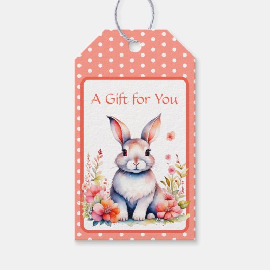 Kaninchen in Blume Es ist eine Girl Baby Dusche Geschenkanhänger (Vorderseite)