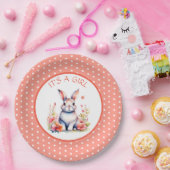 Kaninchen in Blume Es ist eine Girl Baby Dusche Pappteller (Party)