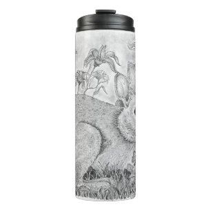 Kaninchen in Blume Thermischer Tumbler Thermosbecher