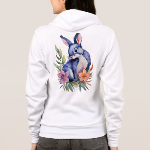 Kaninchen in Blumen-Patch Kunst, Stylischer Unisex Hoodie
