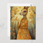 Kaninchen in Blumenkleid Postkarte (Vorne/Hinten)