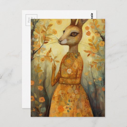 Kaninchen in Blumenkleid Postkarte (Vorne/Hinten)