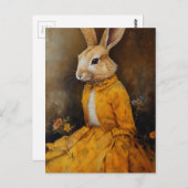 Kaninchen in Blumenkleid Postkarte (Vorne/Hinten)