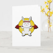 Kaninchen in Bodybuilding mit Barbell Karte (Gelbe Blume)