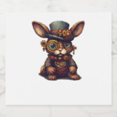 Kaninchen in Dampfantrieb, dynamischer Hasen Schaumweinetikett (Einzelnes Label)