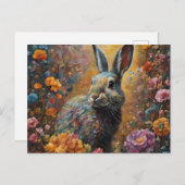 Kaninchen in den Blume Postkarte (Vorne/Hinten)