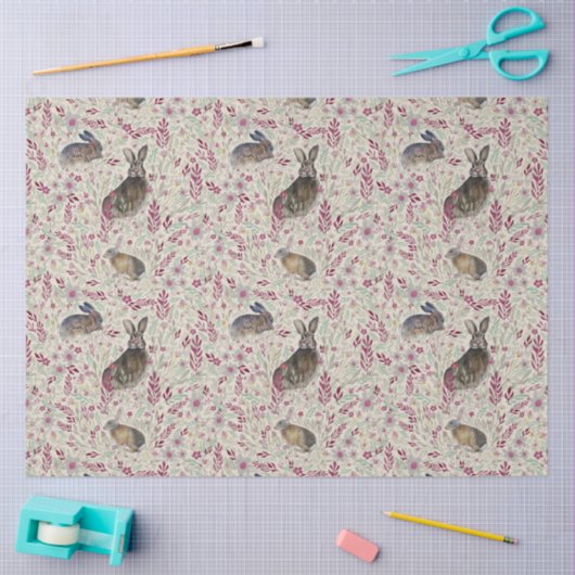 Kaninchen in den Gartenrosa-Blume Seidenpapier (Basteln)