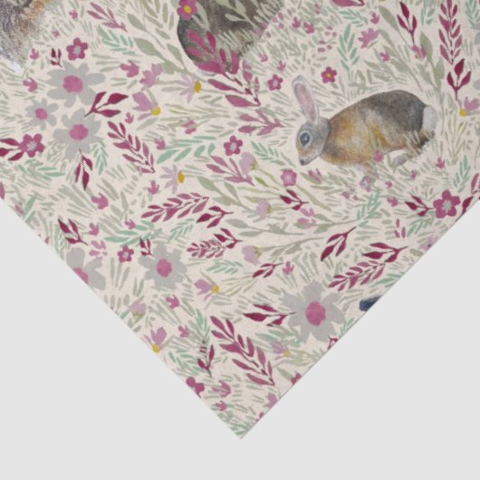 Kaninchen in den Gartenrosa-Blume Seidenpapier (Ausschnitt)