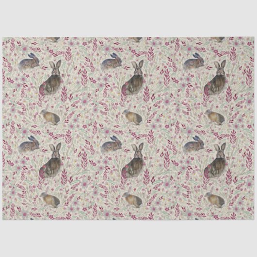 Kaninchen in den Gartenrosa-Blume Seidenpapier (Vorderseite)