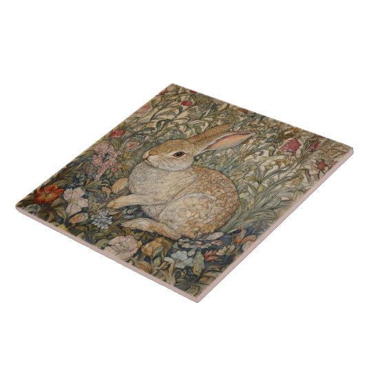 Kaninchen in einem englischen Garten William Morri Fliese (Seite)