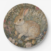 Kaninchen in einem englischen Garten William Morri Pappteller (Vorderseite)