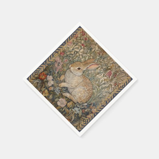 Kaninchen in einem englischen Garten William Morri Serviette (Ecke)