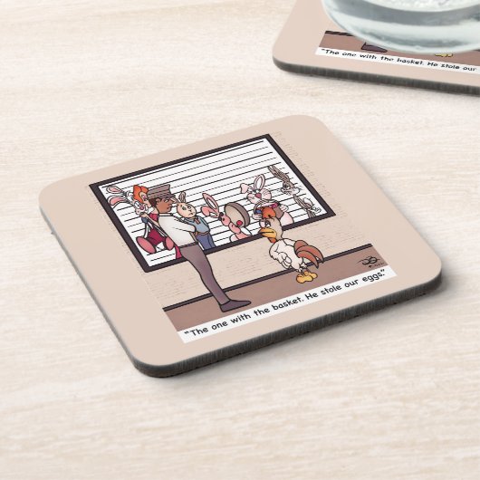 Kaninchen in einem festen Kunststoff Getränkeuntersetzer (Linke Seite)