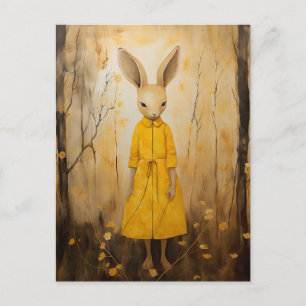 Kaninchen in einem gelben Blumenkleid Postkarte