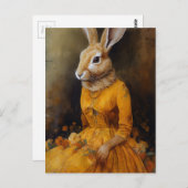 Kaninchen in einem gelben Kleid Postkarte (Vorne/Hinten)