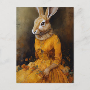 Kaninchen in einem gelben Kleid Postkarte