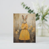 Kaninchen in einem gelben Kleid Postkarte (Stehend Vorderseite)