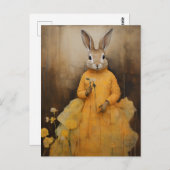 Kaninchen in einem gelben Kleid Postkarte (Vorne/Hinten)