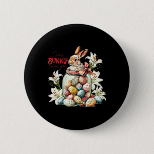 Kaninchen in einem Glas - Farbige Vintage-Ostern Button