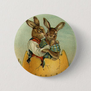Kaninchen in einem goldenen Ei, vintage viktoriani Button