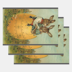 Kaninchen in einem goldenen Ei, Vintage viktoriani Geschenkpapier Set
