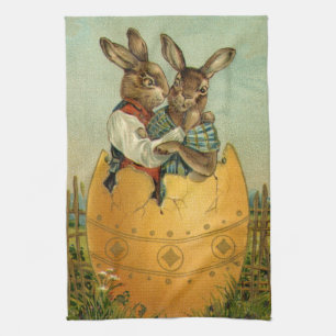 Kaninchen in einem goldenen Ei, vintage viktoriani Handtuch
