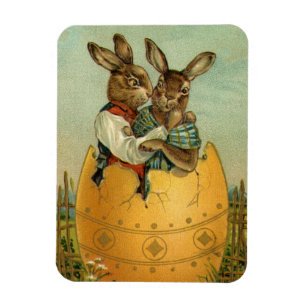 Kaninchen in einem goldenen Ei, vintage viktoriani Magnet