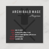 Kaninchen in einem Hut, dunkelgrau und rot, als Mo Quadratische Visitenkarte (Rückseite)