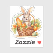Kaninchen in einem Körbchen Gemüse Aufkleber (Blatt)