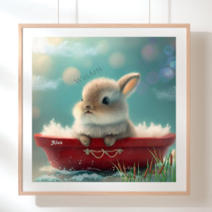 Kaninchen in einem roten Boot Personalisierte Kuns Poster