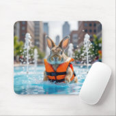 Kaninchen in einem Stadtbrunnen Mousepad (Mit Mouse)