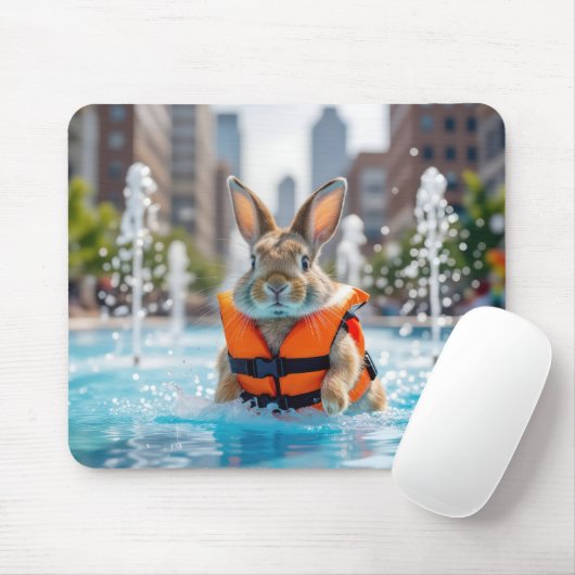 Kaninchen in einem Stadtbrunnen Mousepad (Mit Mouse)